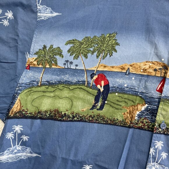 VTG Y2K Retreat Mens Golf Hawaiian AOP Shirt Size 2XL Short Sleeve Button Up - Picture 7 of 16